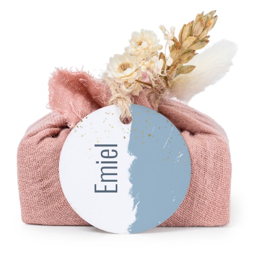 Sæber i lyserøde stofindpakninger med rundt mærke (sæt á 6)