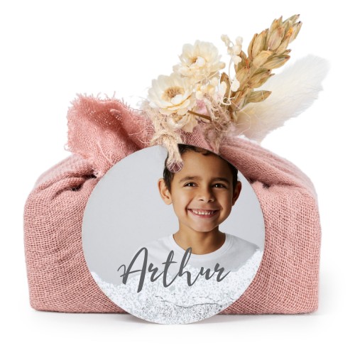 Pink cotton wrapped soaps with round label (6 pcs)