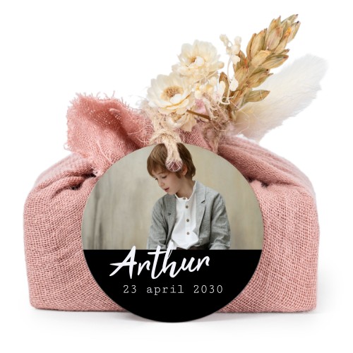 Pink cotton wrapped soaps with round label (6 pcs)