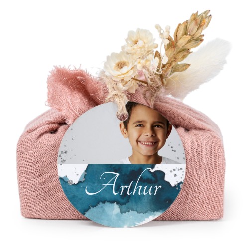 Pink cotton wrapped soaps with round label (6 pcs)