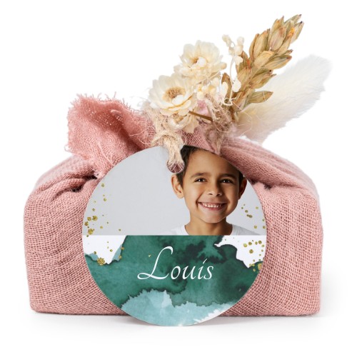 Zeepjes in roos tetra doekje met rond label (set van 6)