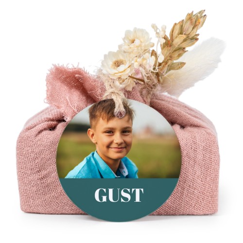 Zeepjes in roos tetra doekje met rond label (set van 6)