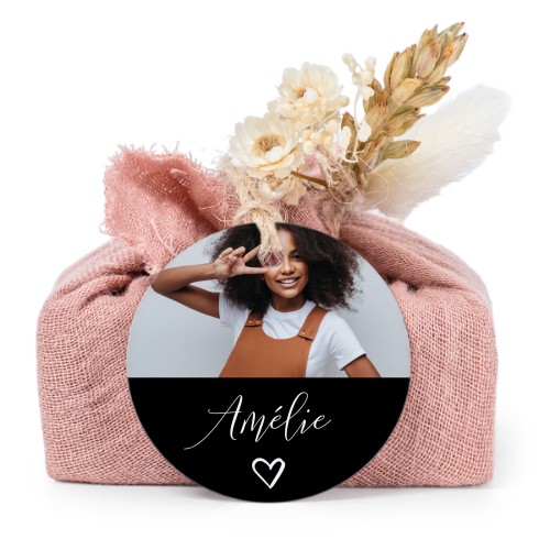 Pink cotton wrapped soaps with round label (6 pcs)