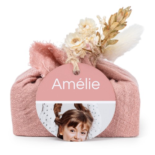 Pink cotton wrapped soaps with round label (6 pcs)