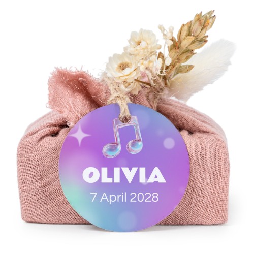 Pink cotton wrapped soaps with round label (6 pcs)