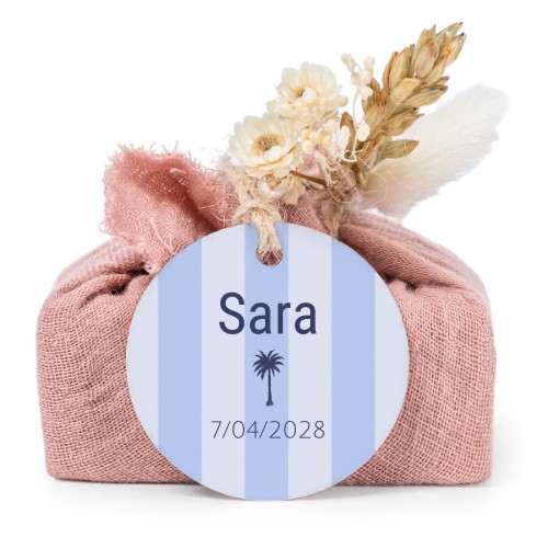 Pink cotton wrapped soaps with round label (6 pcs)