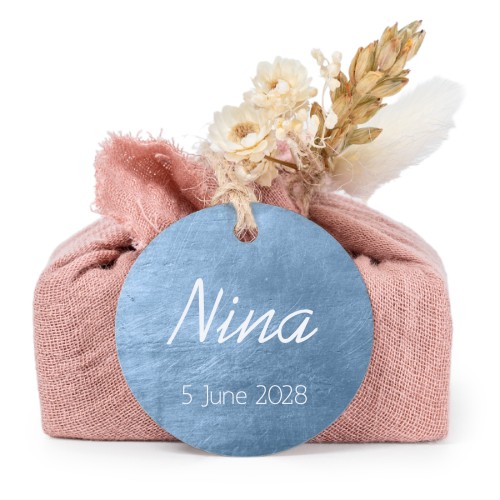 Zeepjes in roos tetra doekje met rond label (set van 6)