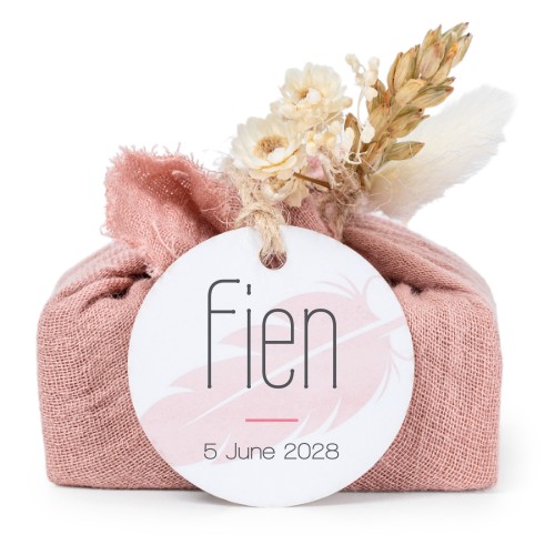 Såper i rosa stoffinnpakninger med rundt merke (sett à 6)