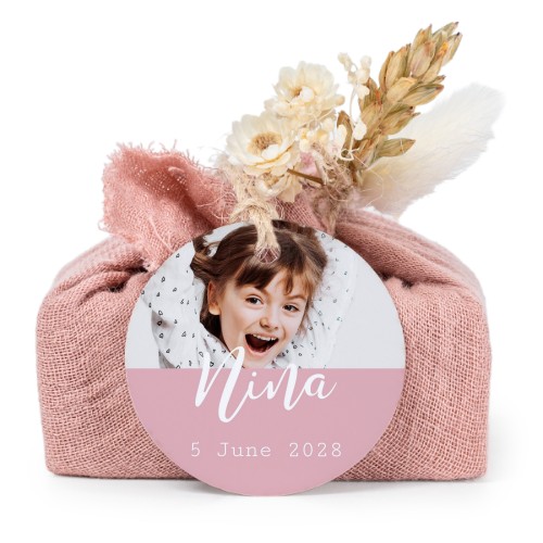 Lot de 6 savons avec emballage en coton rose et étiquettes rondes