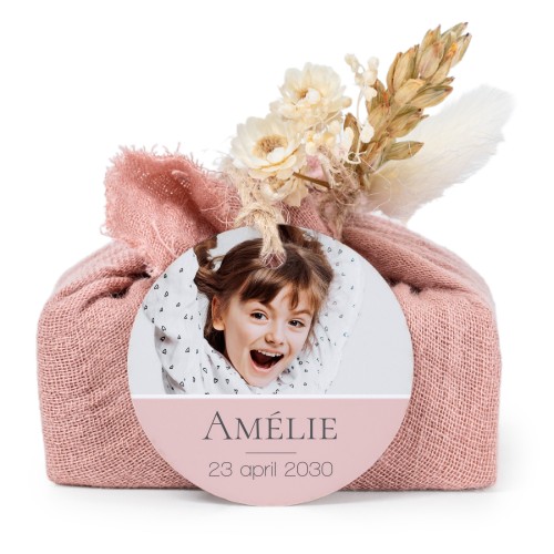 Pink cotton wrapped soaps with round label (6 pcs)