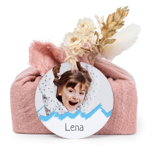 Såper i rosa stoffinnpakninger med rundt merke (sett à 6)