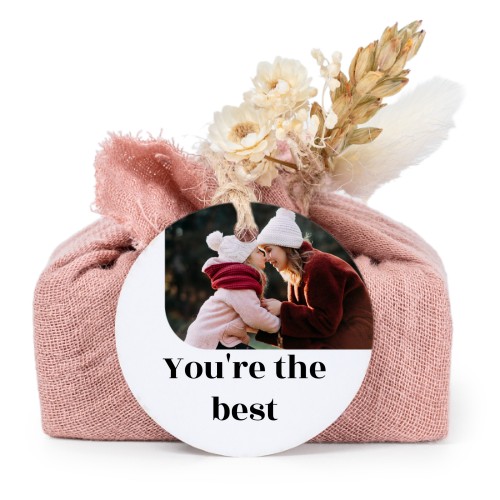 Sæber i lyserøde stofindpakninger med rundt mærke (sæt á 6)