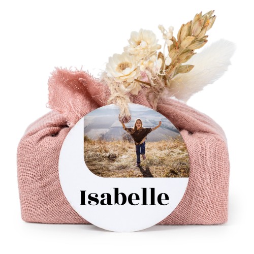 Pink cotton wrapped soaps with round label (6 pcs)