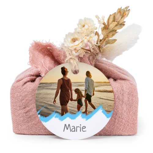 Pink cotton wrapped soaps with round label (6 pcs)