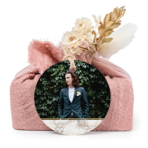 Pink cotton wrapped soaps with round label (6 pcs)