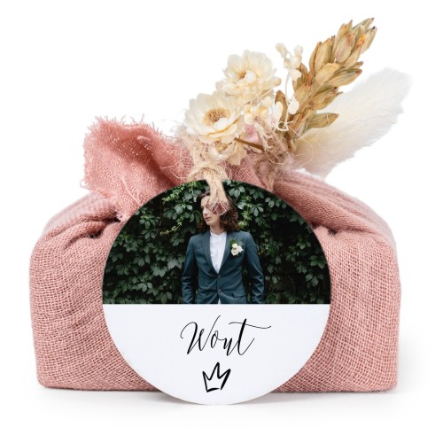 Pink cotton wrapped soaps with round label (6 pcs)