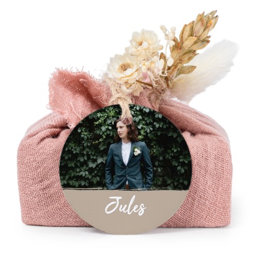 Lot de 6 savons avec emballage en coton rose et étiquettes rondes