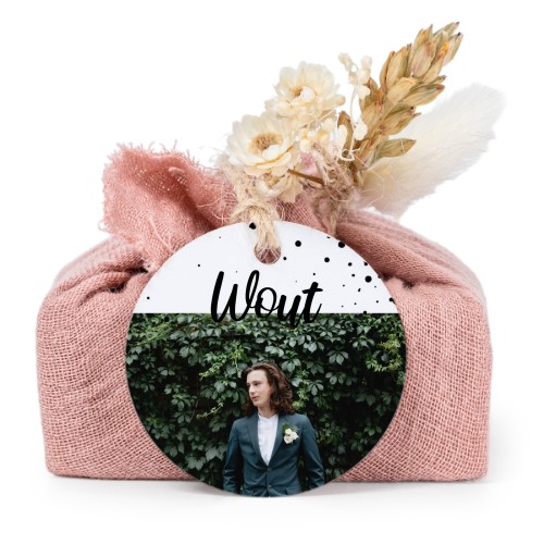 Pink cotton wrapped soaps with round label (6 pcs)