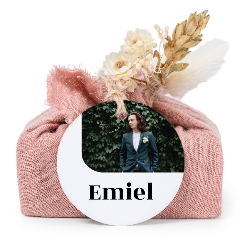 Pink cotton wrapped soaps with round label (6 pcs)