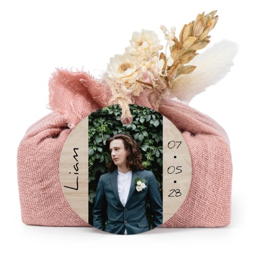 Zeepjes in roos tetra doekje met rond label (set van 6)