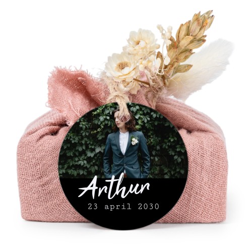 Lot de 6 savons avec emballage en coton rose et étiquettes rondes