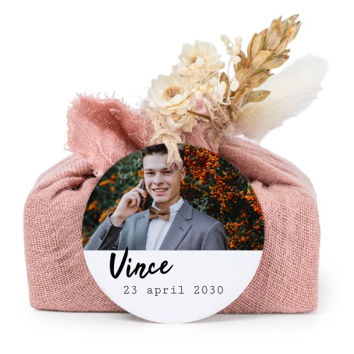 Pink cotton wrapped soaps with round label (6 pcs)