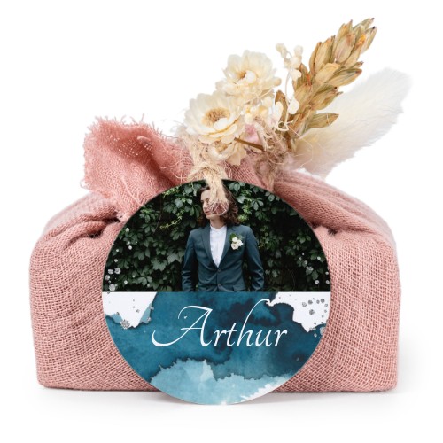 Pink cotton wrapped soaps with round label (6 pcs)