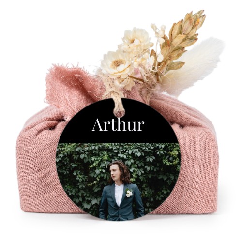 Zeepjes in roos tetra doekje met rond label (set van 6)