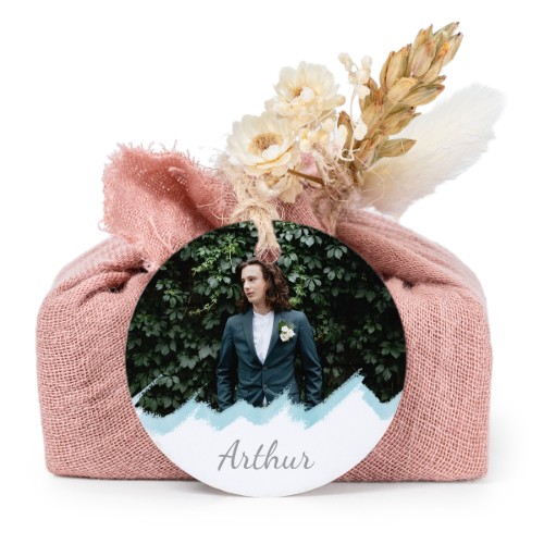 Lot de 6 savons avec emballage en coton rose et étiquettes rondes