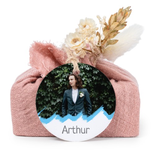 Lot de 6 savons avec emballage en coton rose et étiquettes rondes