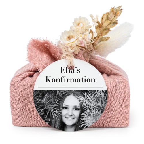 Pink cotton wrapped soaps with round label (6 pcs)