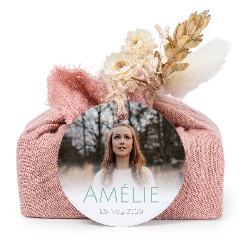 Pink cotton wrapped soaps with round label (6 pcs)