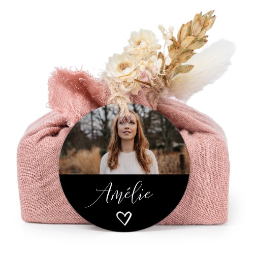 Pink cotton wrapped soaps with round label (6 pcs)