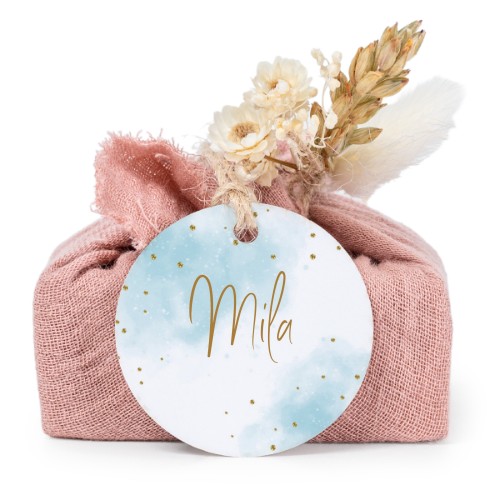 Pink cotton wrapped soaps with round label (6 pcs)