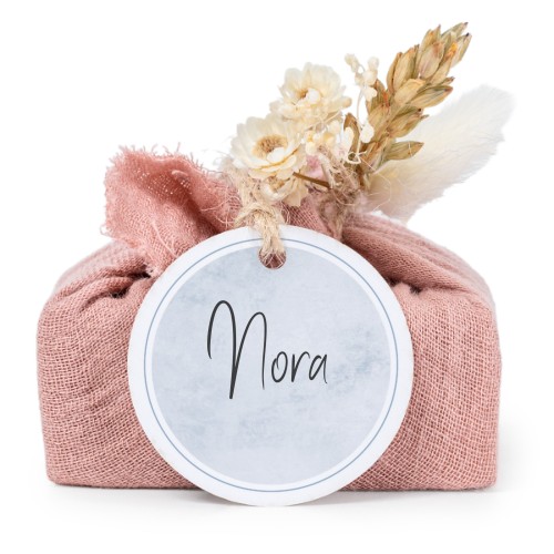 Pink cotton wrapped soaps with round label (6 pcs)