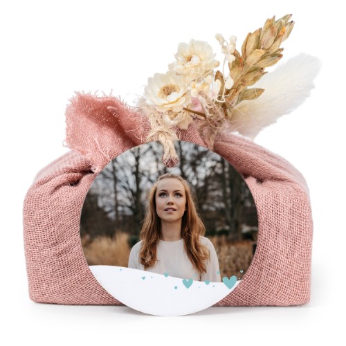 Pink cotton wrapped soaps with round label (6 pcs)