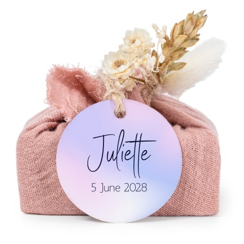 Lot de 6 savons avec emballage en coton rose et étiquettes rondes