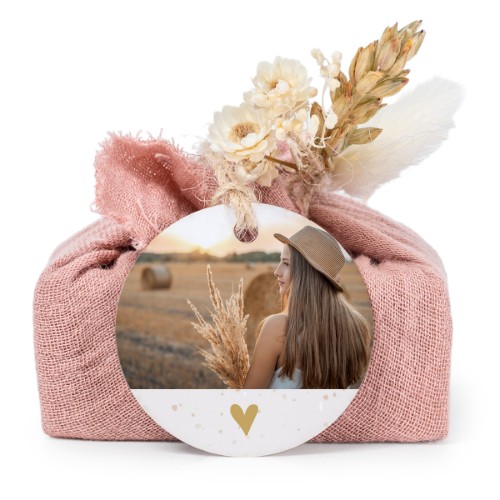 Pink cotton wrapped soaps with round label (6 pcs)