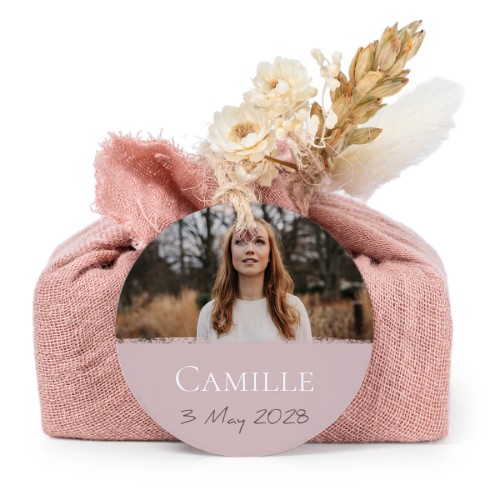 Pink cotton wrapped soaps with round label (6 pcs)