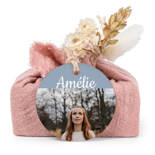 Pink cotton wrapped soaps with round label (6 pcs)