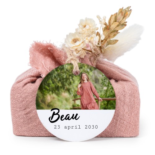 Lot de 6 savons avec emballage en coton rose et étiquettes rondes