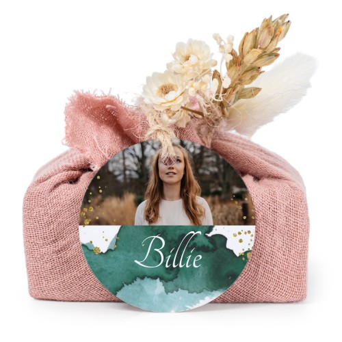 Såper i rosa stoffinnpakninger med rundt merke (sett à 6)