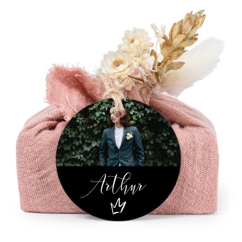 Tvålar i rosa tygförpackningar med rund etikett (6 st)