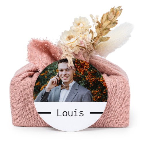 Zeepjes in roos tetra doekje met rond label (set van 6)