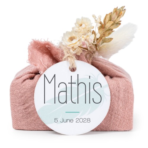 Lot de 6 savons avec emballage en coton rose et étiquettes rondes