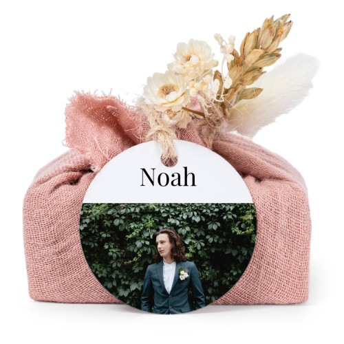 Zeepjes in roos tetra doekje met rond label (set van 6)