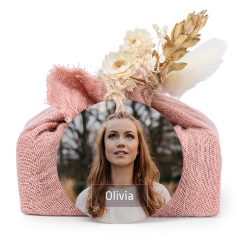 Pink cotton wrapped soaps with round label (6 pcs)