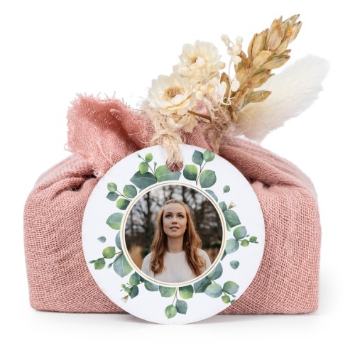 Zeepjes in roos tetra doekje met rond label (set van 6)