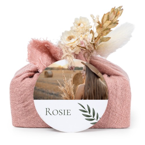 Pink cotton wrapped soaps with round label (6 pcs)