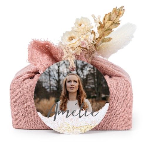 Pink cotton wrapped soaps with round label (6 pcs)